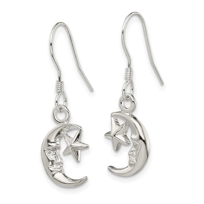 Sterlingsilber Mond und Stern Ohrringe