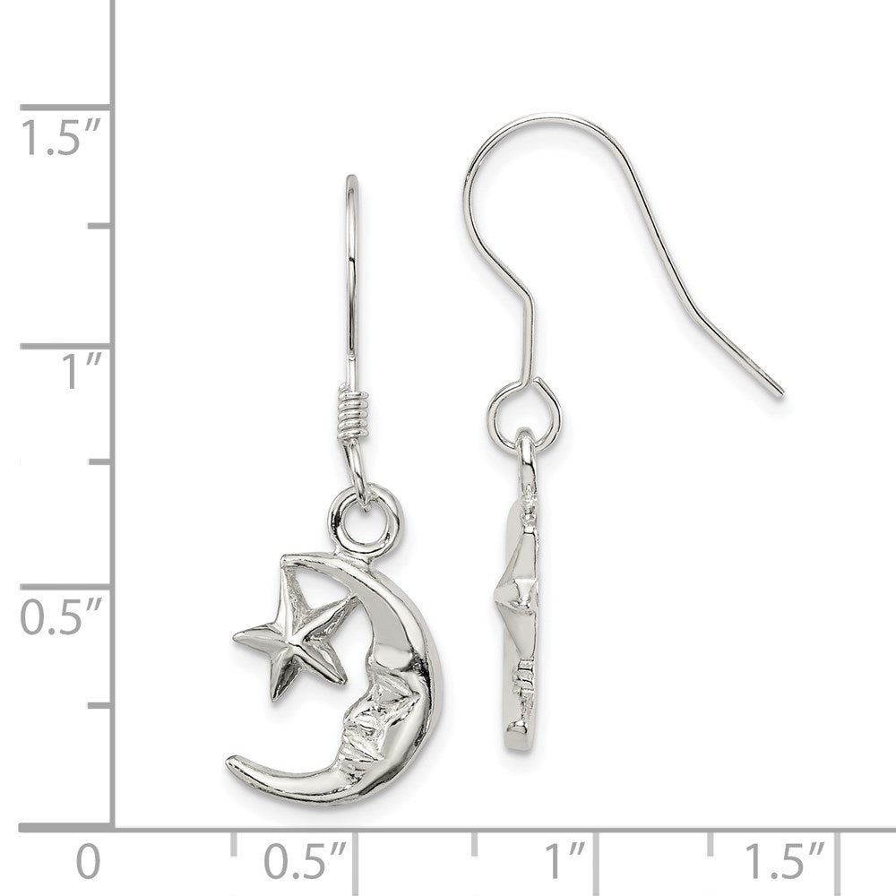 Sterlingsilber Mond und Stern Ohrringe