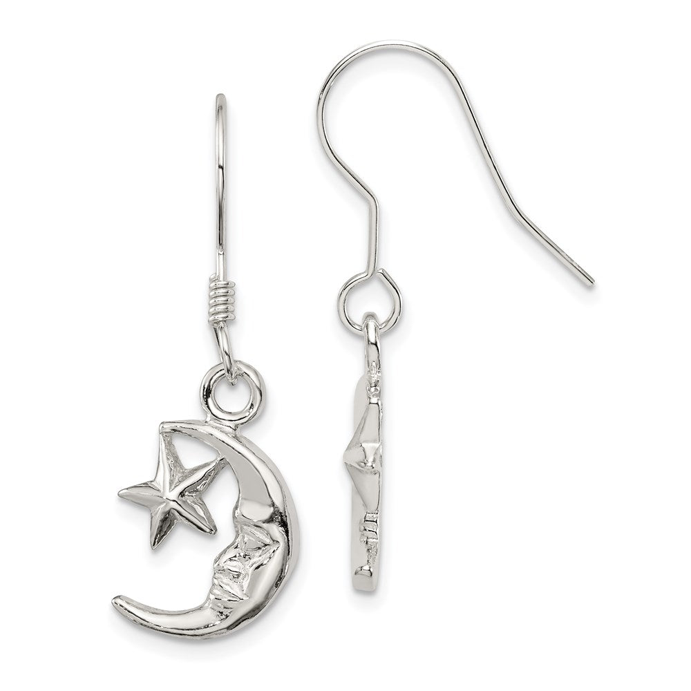 Sterlingsilber Mond und Stern Ohrringe