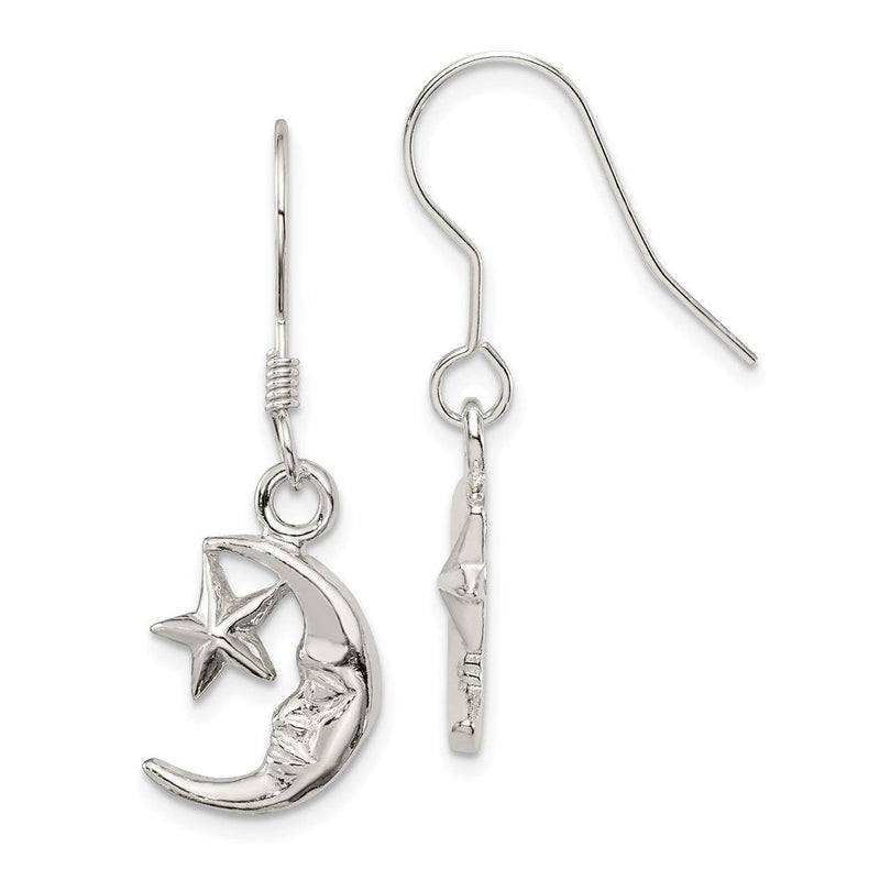 Sterlingsilber Mond und Stern Ohrringe
