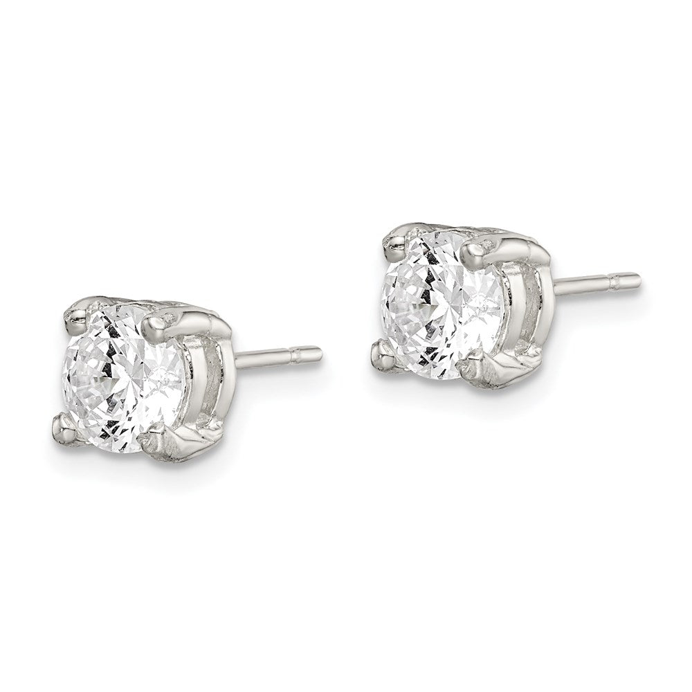 Sterlingsilber Poliert 6mm Rund Zirkonia Ohrstecker