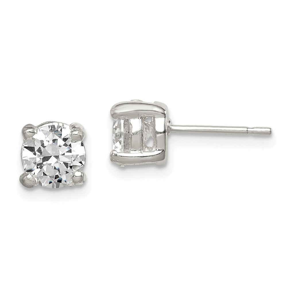Sterlingsilber Poliert 6mm Rund Zirkonia Ohrstecker