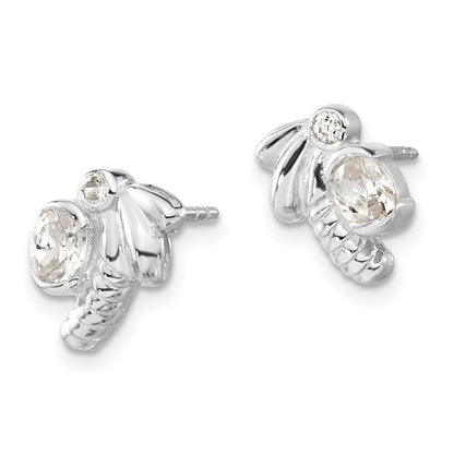 Sterlingsilber Poliert Zirkonia Libelle Ohrstecker
