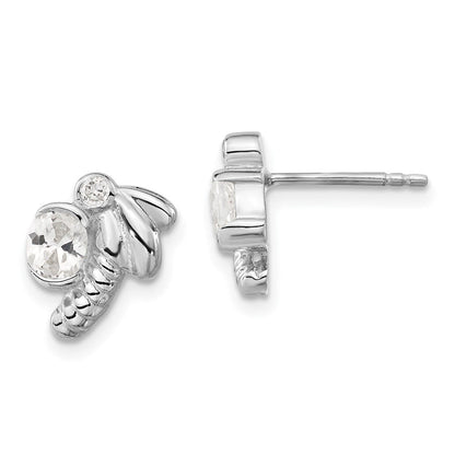 Sterlingsilber Poliert Zirkonia Libelle Ohrstecker
