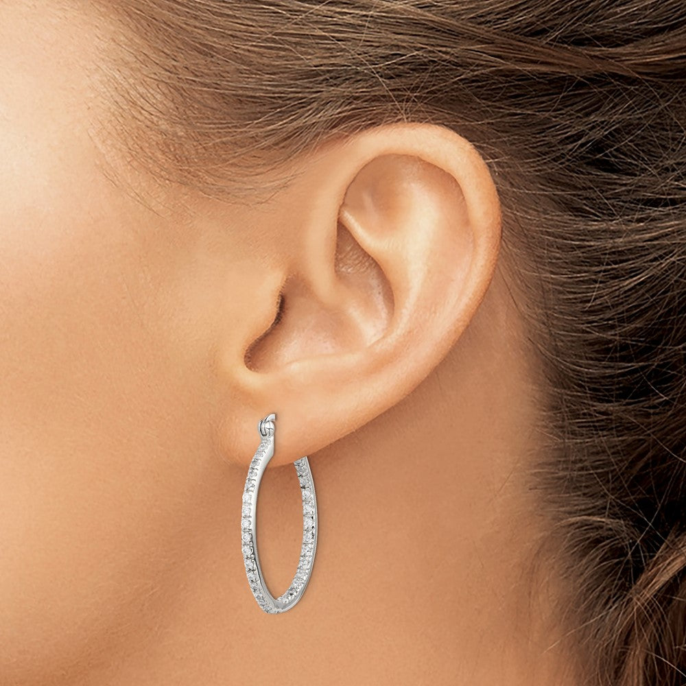 Sterlingsilber Rhodiniert Zirkonia In/out Creolen