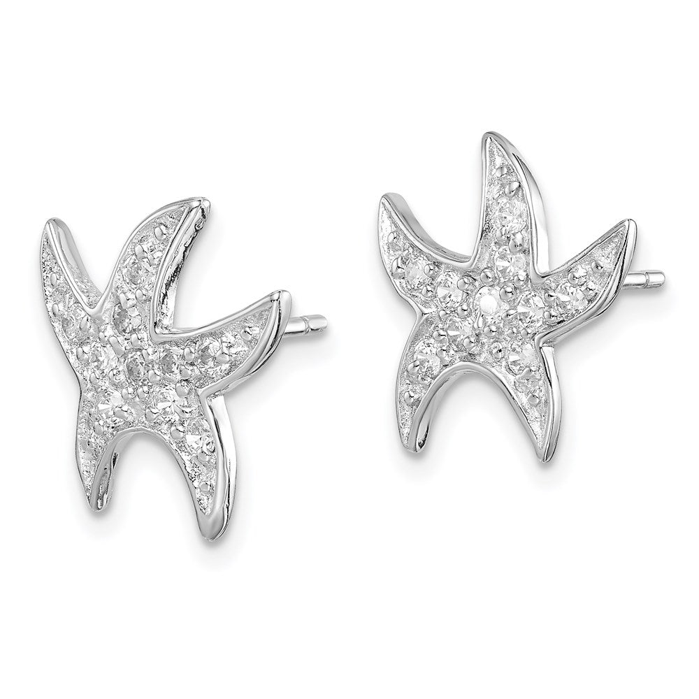 Sterlingsilber Rhodiniert Zirkonia Seestern Ohrringe