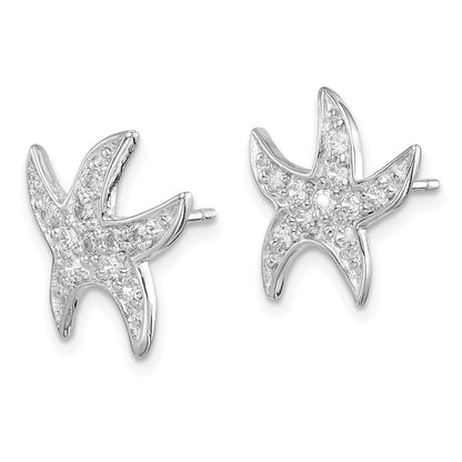 Sterlingsilber Rhodiniert Zirkonia Seestern Ohrringe