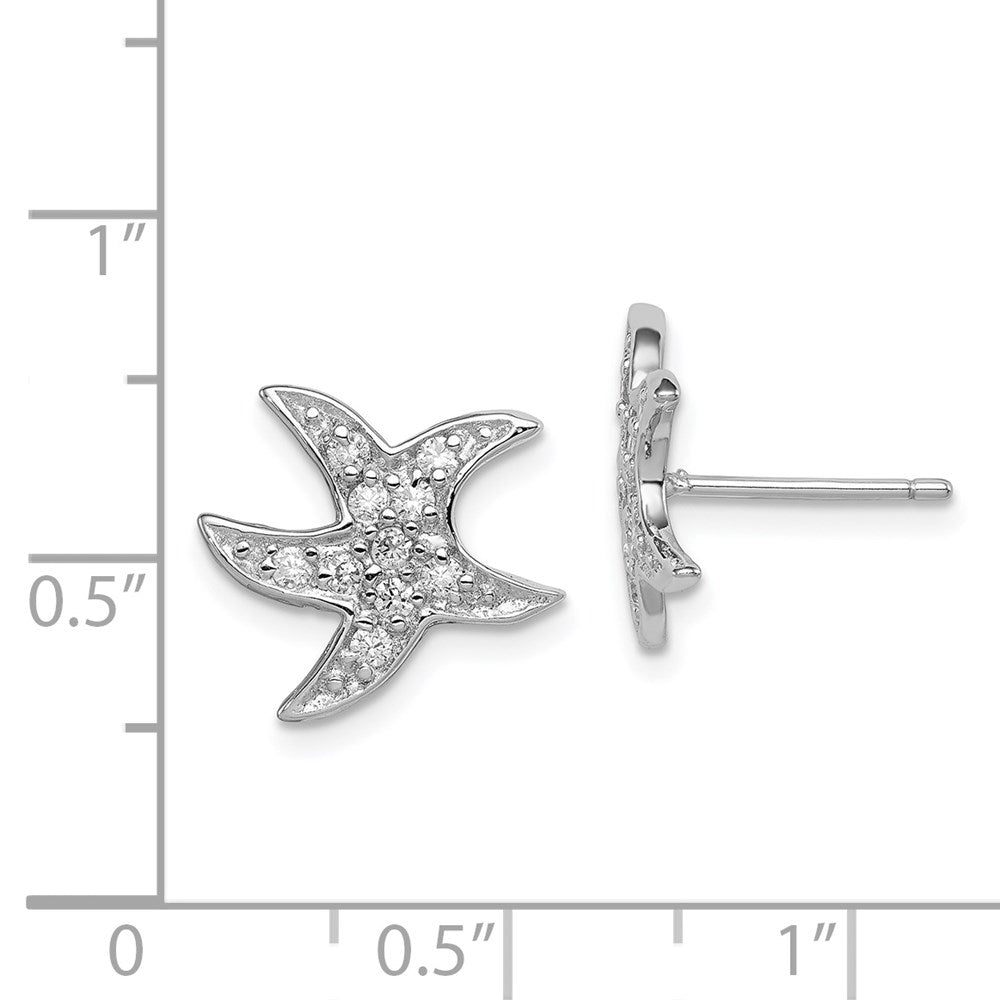 Sterlingsilber Rhodiniert Zirkonia Seestern Ohrringe