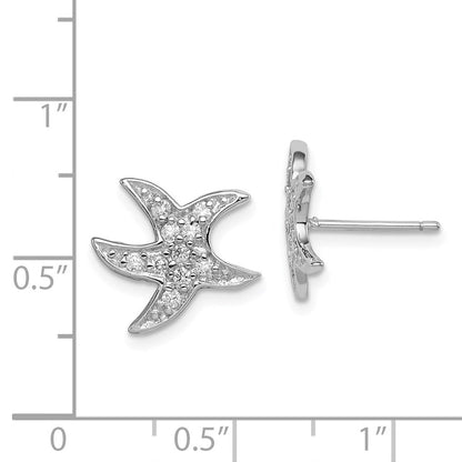 Sterlingsilber Rhodiniert Zirkonia Seestern Ohrringe