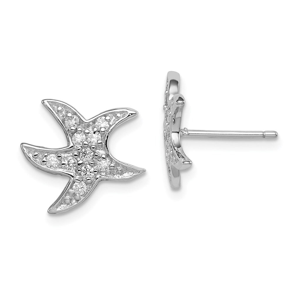 Sterlingsilber Rhodiniert Zirkonia Seestern Ohrringe