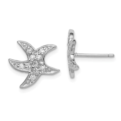 Sterlingsilber Rhodiniert Zirkonia Seestern Ohrringe
