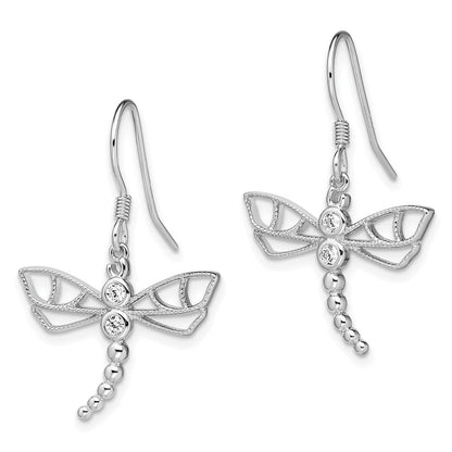 Sterlingsilber Rhodiniert Zirkonia Libelle Ohrringe