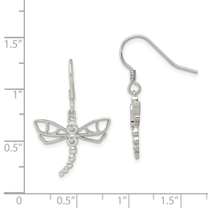 Sterlingsilber Rhodiniert Zirkonia Libelle Ohrringe