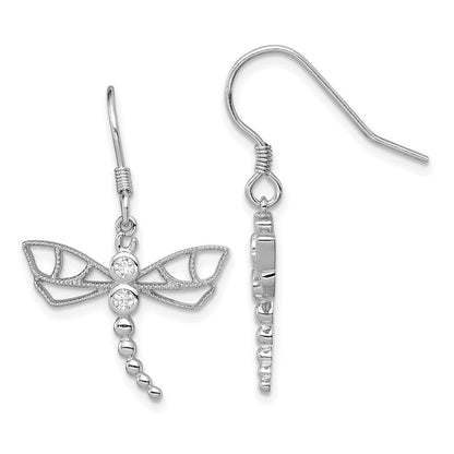 Sterlingsilber Rhodiniert Zirkonia Libelle Ohrringe