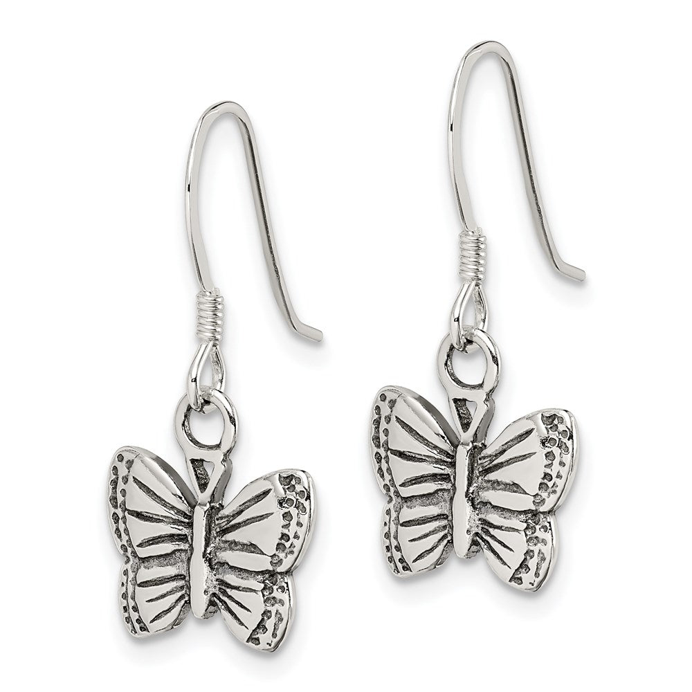 Sterlingsilber Antikisiert Schmetterling Ohrringe