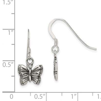 Sterlingsilber Antikisiert Schmetterling Ohrringe