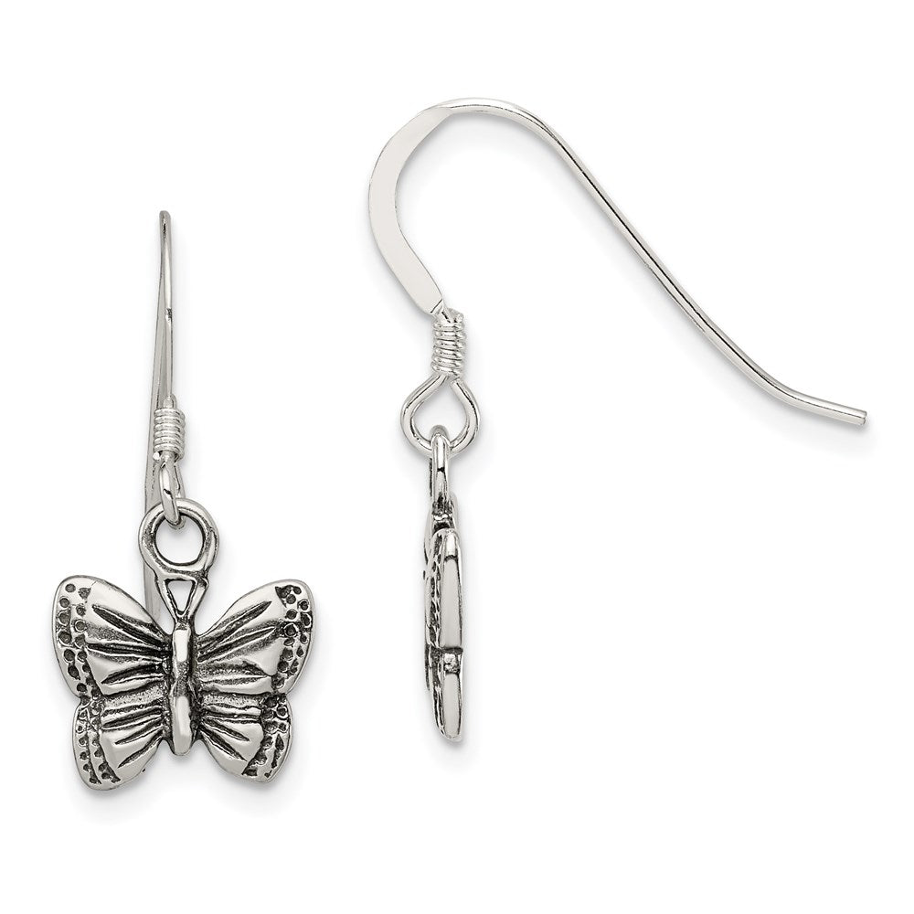 Sterlingsilber Antikisiert Schmetterling Ohrringe
