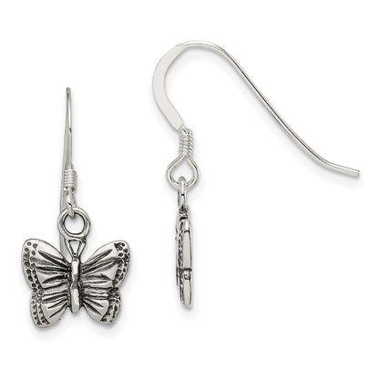 Sterlingsilber Antikisiert Schmetterling Ohrringe