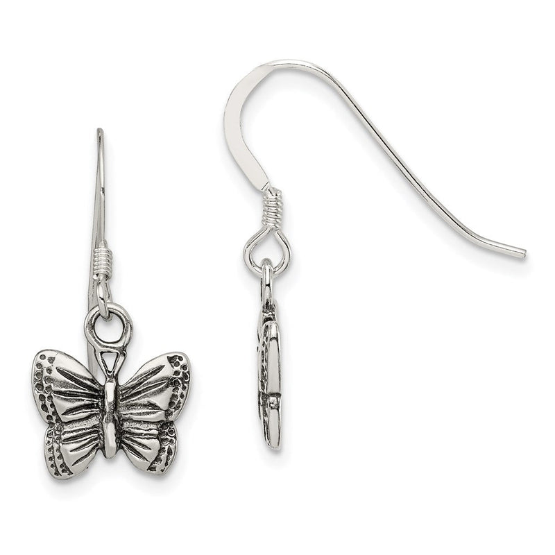 Sterlingsilber Antikisiert Schmetterling Ohrringe