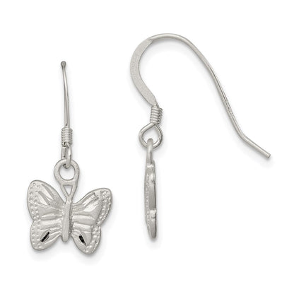 Sterlingsilber Poliert Schmetterling Ohrringe