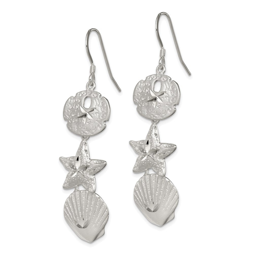 Sterlingsilber Sand Dollar, Seestern und Muschel Ohrringe