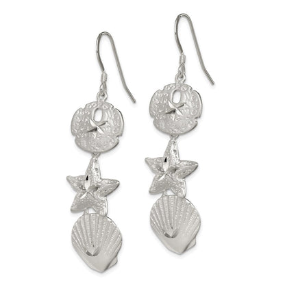 Sterlingsilber Sand Dollar, Seestern und Muschel Ohrringe