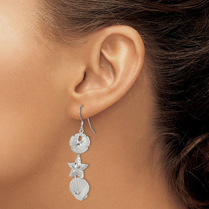 Sterlingsilber Sand Dollar, Seestern und Muschel Ohrringe