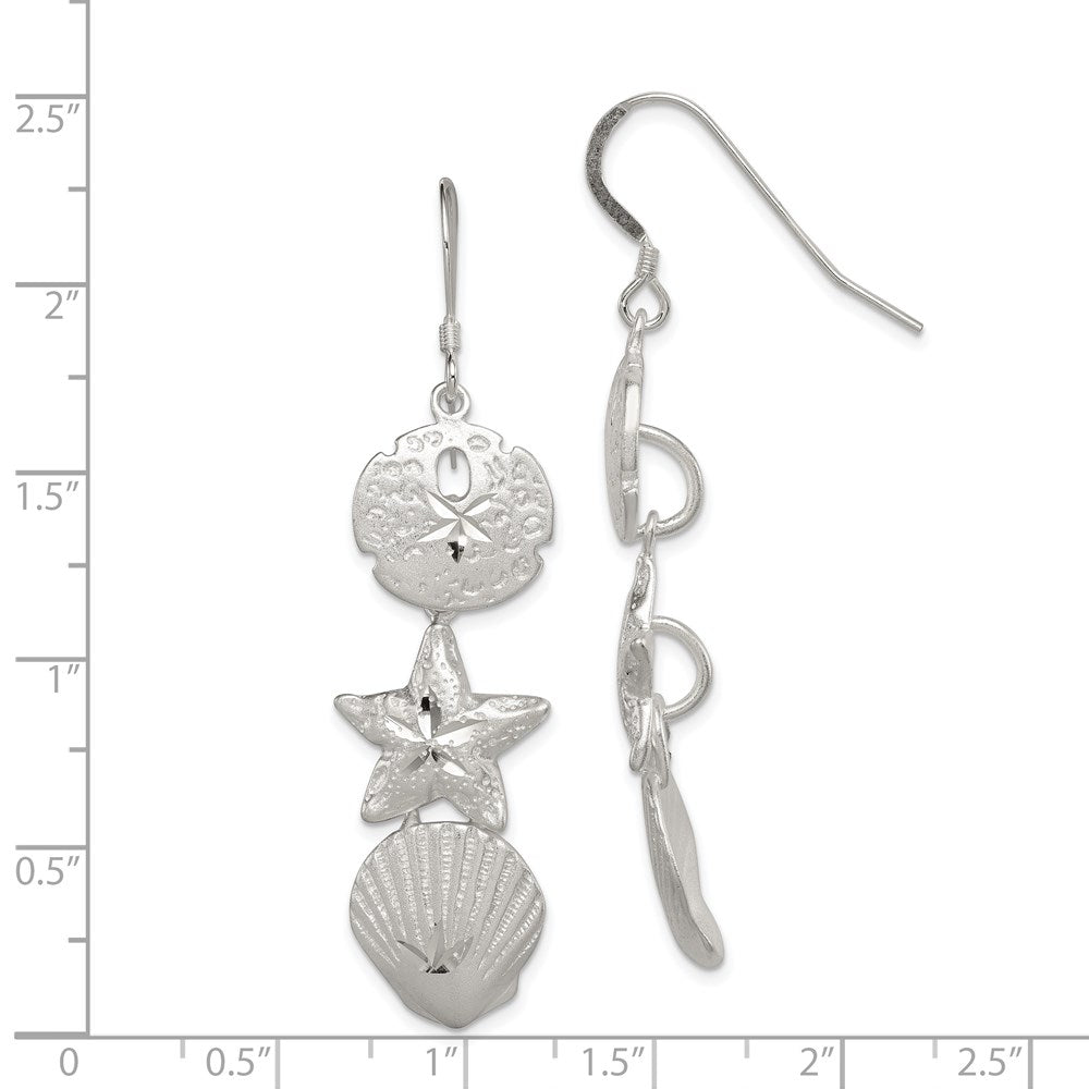 Sterlingsilber Sand Dollar, Seestern und Muschel Ohrringe