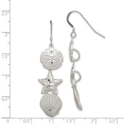 Sterlingsilber Sand Dollar, Seestern und Muschel Ohrringe