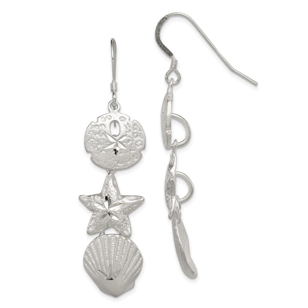Sterlingsilber Sand Dollar, Seestern und Muschel Ohrringe