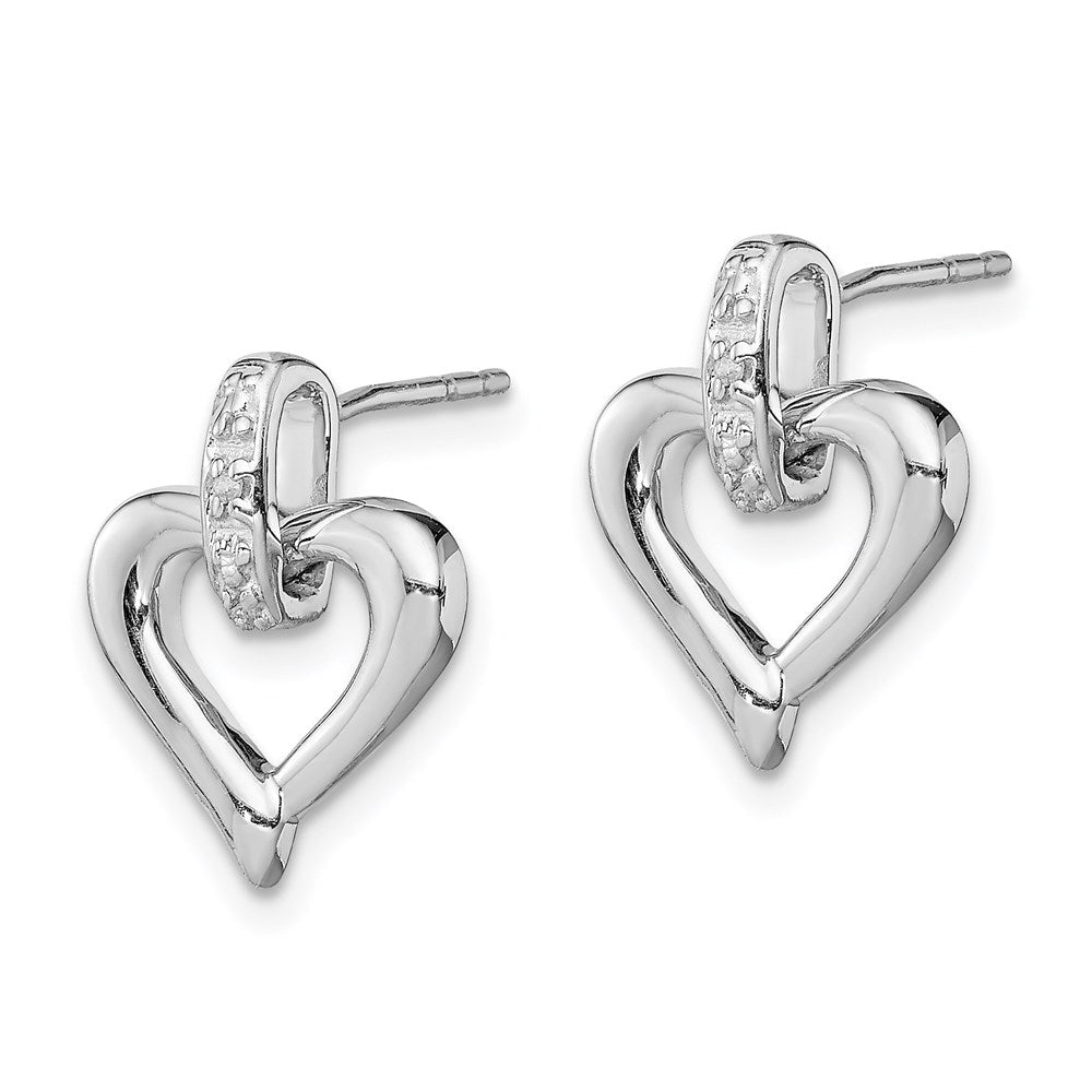 Sterlingsilber Rhodium Herz mit Diamant. Ohrringe