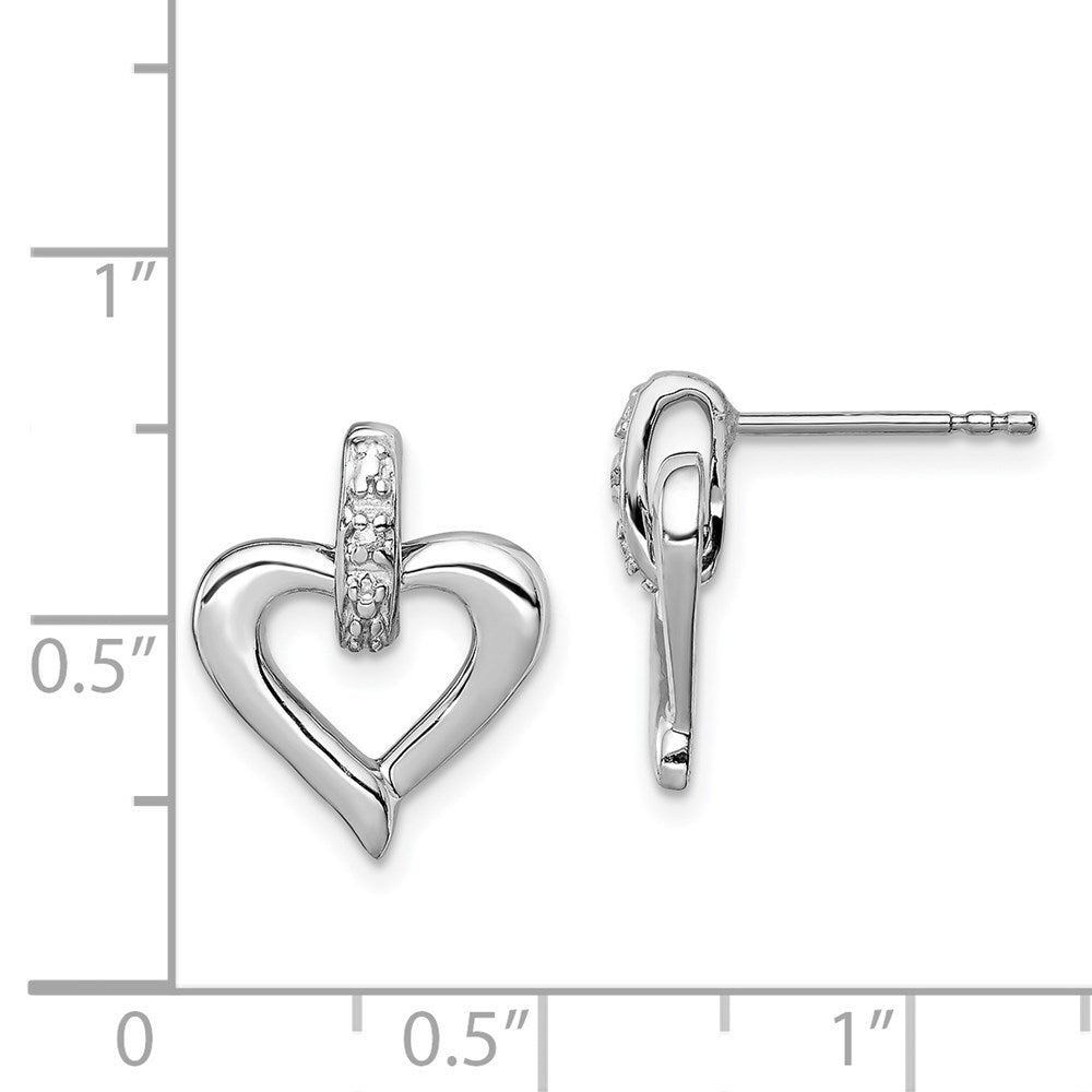 Sterlingsilber Rhodium Herz mit Diamant. Ohrringe