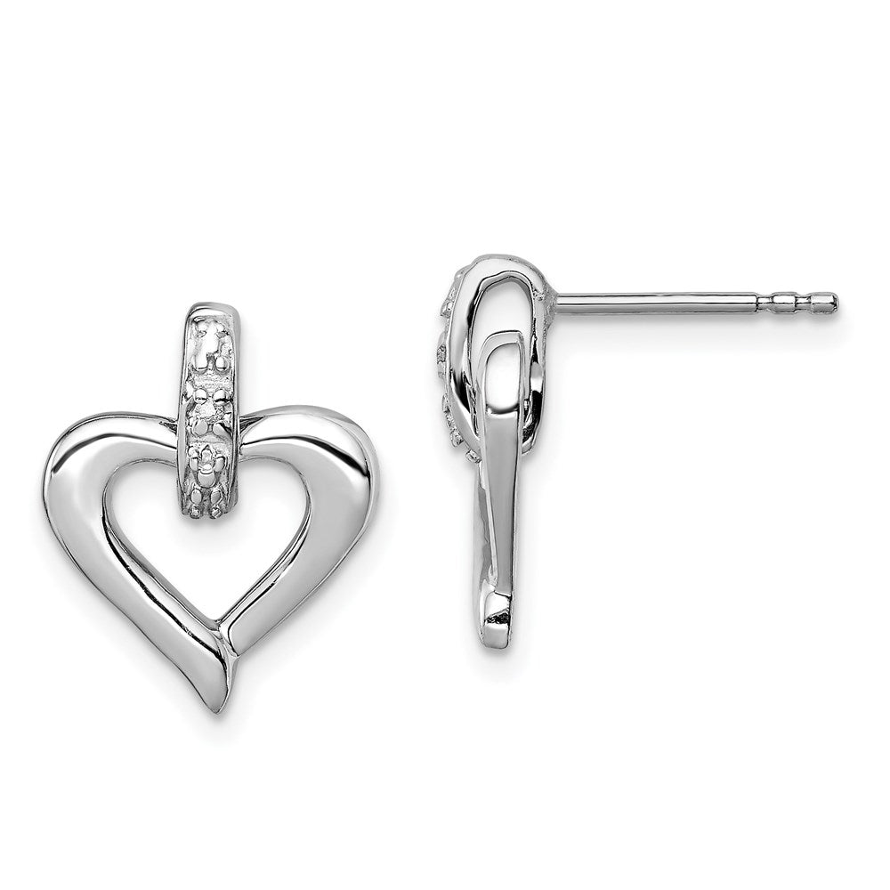 Sterlingsilber Rhodium Herz mit Diamant. Ohrringe
