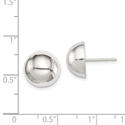Sterlingsilber Poliert 12mm Knopf Ohrringe