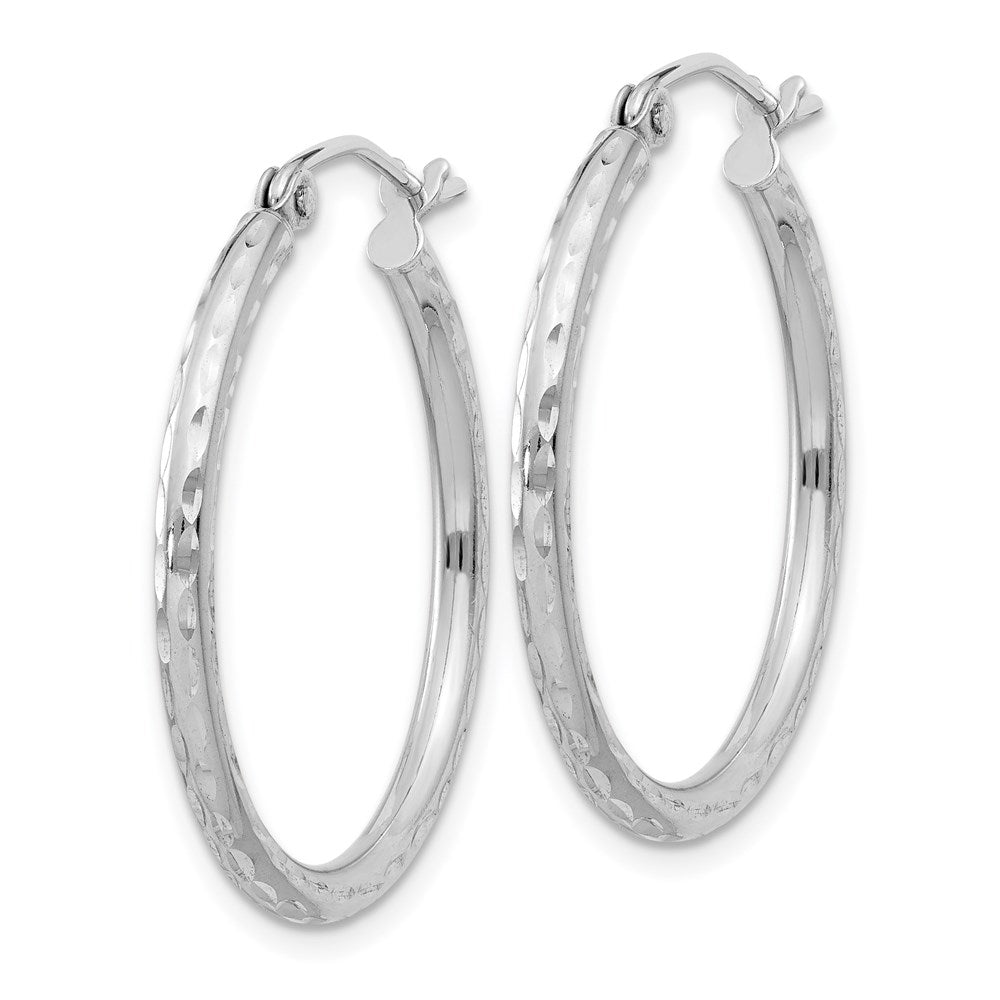 Sterlingsilber Rhodiniert 2mm Diamantiert Creolen