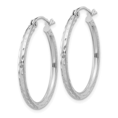 Sterlingsilber Rhodiniert 2mm Diamantiert Creolen