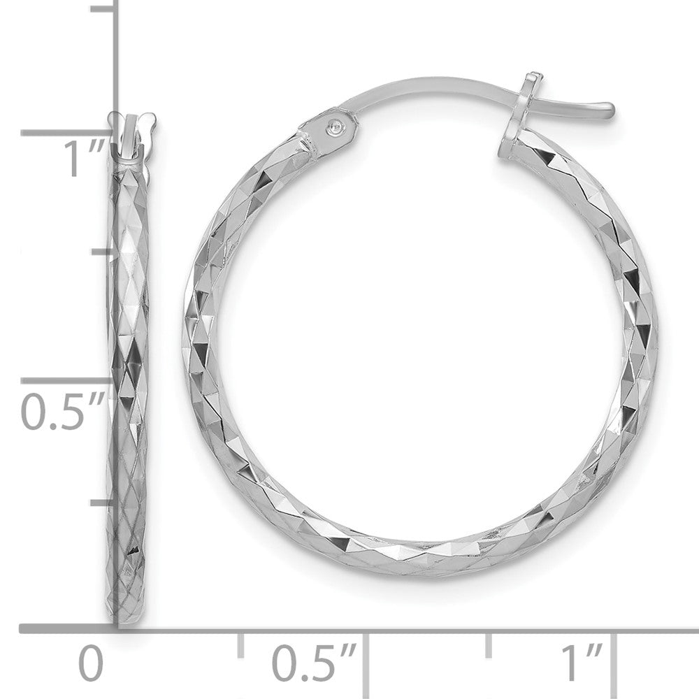 Sterlingsilber Rhodiniert 2mm Diamantiert Creolen