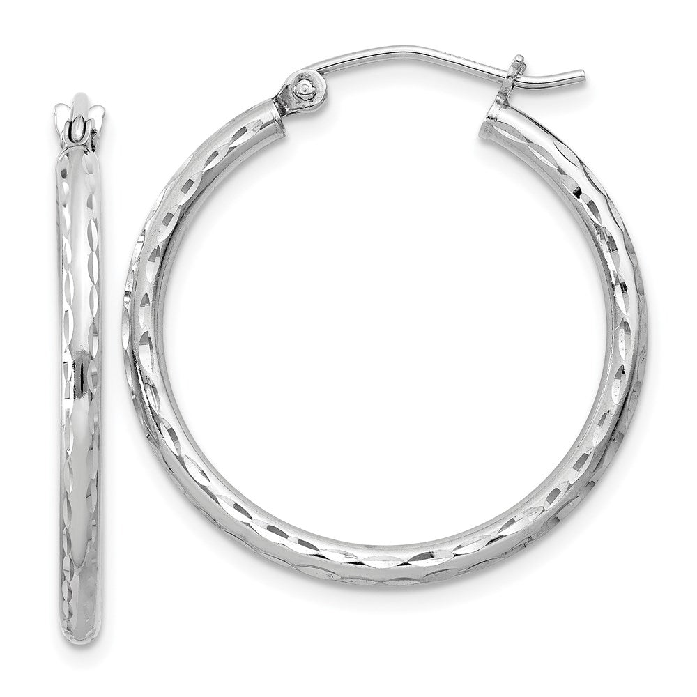 Sterlingsilber Rhodiniert 2mm Diamantiert Creolen