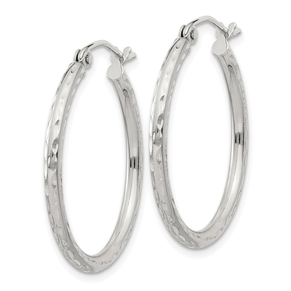 Sterlingsilber 2mm Diamantiert Creolen