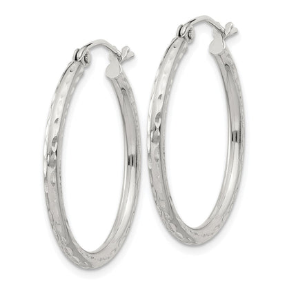 Sterlingsilber 2mm Diamantiert Creolen