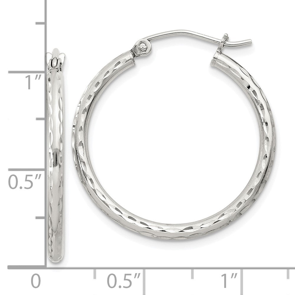 Sterlingsilber 2mm Diamantiert Creolen