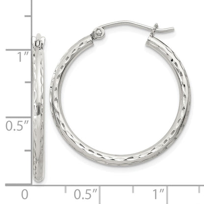 Sterlingsilber 2mm Diamantiert Creolen