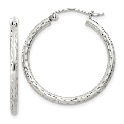 Sterlingsilber 2mm Diamantiert Creolen