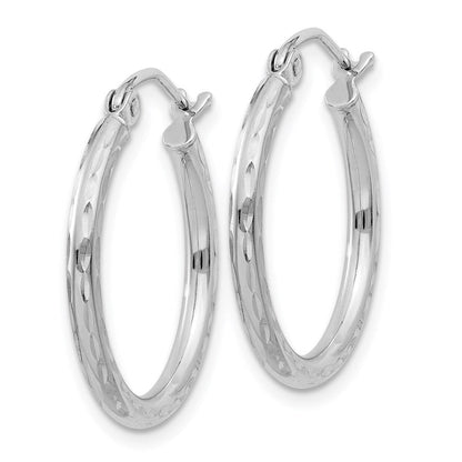 Sterlingsilber Rhodiniert 2mm Diamantiert Creolen
