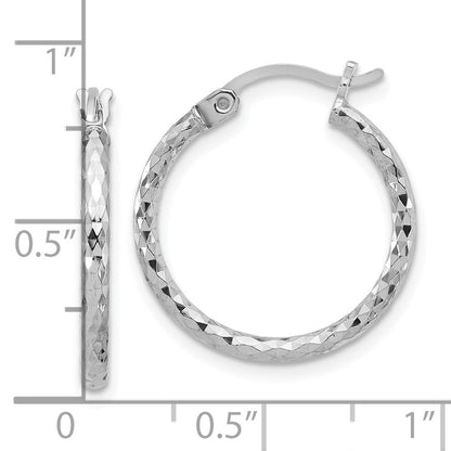 Sterlingsilber Rhodiniert 2mm Diamantiert Creolen