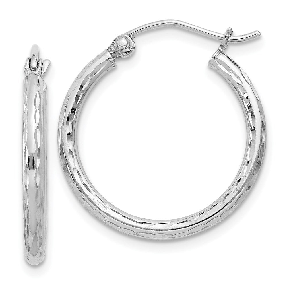 Sterlingsilber Rhodiniert 2mm Diamantiert Creolen