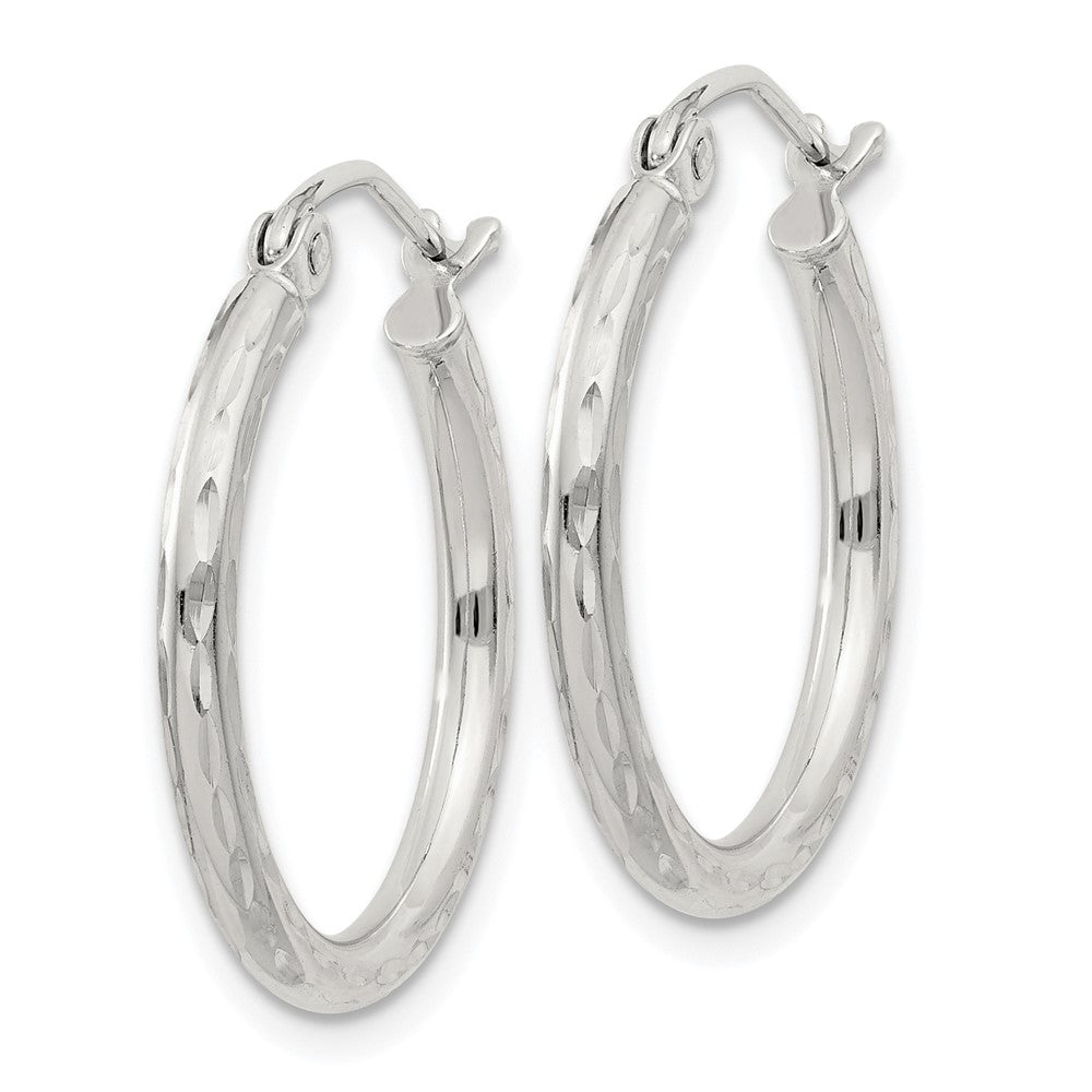 Sterlingsilber 2mm Diamantiert Creolen