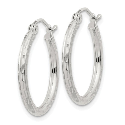 Sterlingsilber 2mm Diamantiert Creolen
