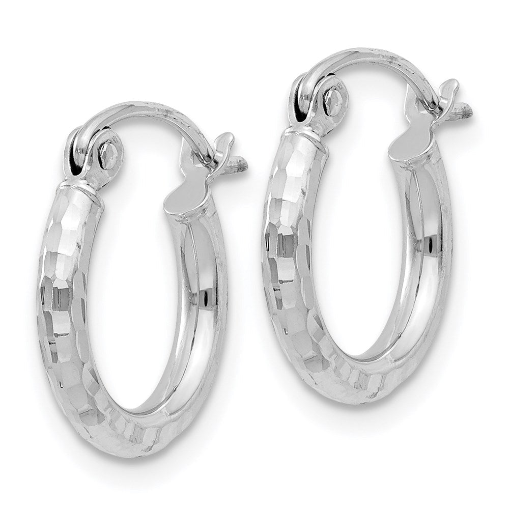 Sterlingsilber Rhodiniert 2mm Diamantiert Creolen