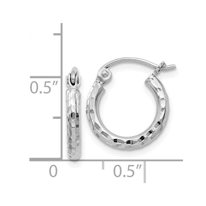 Sterlingsilber Rhodiniert 2mm Diamantiert Creolen